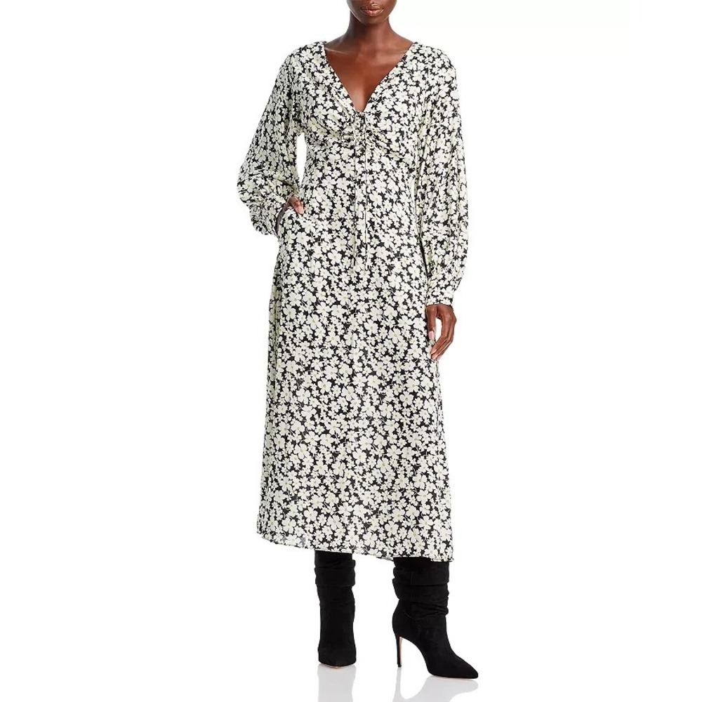 Rebecca Taylor Paige Floral Print Maxi Long slev Dress Size 4 $395 New with tags